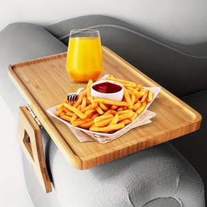 Wooden beanbag chair tray, rectangular <b>sofa</b> armrest, foldable solid wood breakfast plate, snack plate, tea tray - Product Image 1