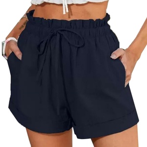Shorts de Verano Casuales para Mujer, Cintura Alta, Elásticos y Transpirables, Color Sólido, Ajuste Holgado, a la Moda, Último Modelo, Shorts de Gimnasio - Product Image 3