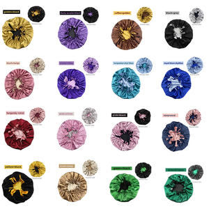 Bonet Tidur Malam Besar, Dapat Disesuaikan, Elastis, Dua Lapis, Bolak-Balik, Bahan Sutra Satin untuk Tidur - Product Image 2