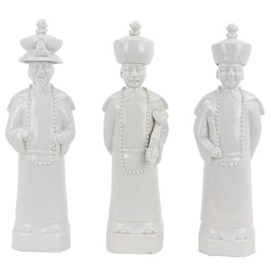 RZKC26 รูปปั้นเซรามิกสีขาว 3 จักรพรรดิแห่งราชวงศ์ชิง ประเทศจีน - Product Image 1
