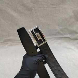 Cinturón de Moda para Hombre, Estilo Ejecutivo, con Hebilla, de Cuero de Avestruz, Transpirable y Duradero, 3.8 cm de Ancho - Product Image 2