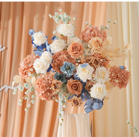 Dekorasi Pernikahan: Bunga Tiruan Sutra Mawar Hydrangea, Tirai Biru, Bunga Gantung di Gapura, Bunga Lantai, Latar Belakang, Dekorasi Selamat Datang
