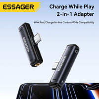 Adaptateur audio USB Type C vers prise jack 3,5 mm 2 en 1 ESSAGER ES-OTG38, adaptateur de charge USB C 60W, séparateurs de casque, convertisseur