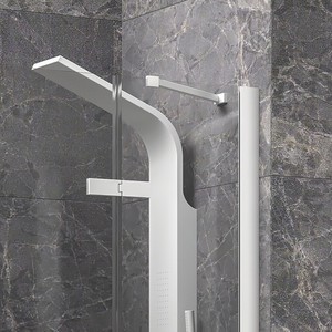 Kamalu KT6000B moderno Set porta doccia senza cornice 135cm porta a battente con 2 pannelli fissi bianco 10mm vetro temperato per alberghi - Product Image 6