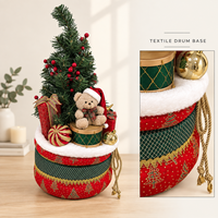Arbre de Noël artificiel en tissu de 60 cm (23,6 pouces) avec base en forme de tambour et cadeaux, décoration de sol pour les fêtes
