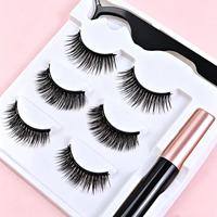 Ensemble de faux cils volumisants magnétiques naturels imperméables, 3 paires, fibres importées, semi-faits à la main