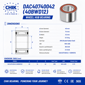 Rodamiento de Bolas Radial Doble para ATV DAC40740042, 40X74X42mm, Acero Cromado, Rodamiento de Bolas de Contacto Angular de Doble Hilera para Rueda Delantera - Product Image 2