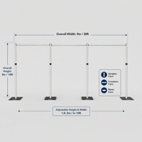 Support de toile de fond réglable à portée longue 30ft x 10ft, 4 montants, 3 barres transversales connectées, cadre de décoration pour mariages et événements OEM ODM