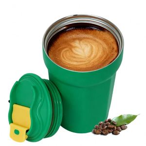 Vente en gros de gobelets isothermes à double paroi personnalisés pour boissons chaudes et froides, gobelets en acier inoxydable de 12 oz, tasses à café avec couvercle coloré - Product Image 1