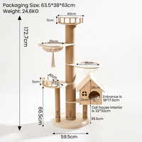Arbre à chat en bois massif écologique avec griffoirs, plateforme hamac, capsule spatiale, multifonctionnel