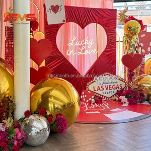 Support de présentation en métal en forme de cœur rouge romantique pour mariage, élégant, vintage, moderne, arche en métal détachable avec tissu pour toile de fond de mariage - Product Image 4