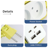 Toptan AB Taşınabilir Priz Çoğaltıcıları 4'lü Priz USB Type-C, 15W Şarjlı Seyahat Prizleri Toplu Olarak Gönderime Hazır