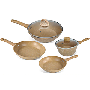 Juego de utensilios de cocina de aluminio forjado de <span class=keywords><strong>la</strong></span> mejor calidad, con base plana y revestimiento de mármol, sartén wok, artículos de cocina, juegos de utensilios de cocina al por mayor - Product Image 1