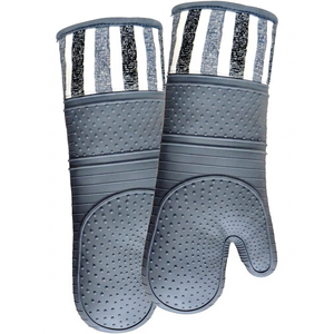 Maniques de cuisine imprimées en coton et silicone, lavables, durables, réutilisables, antidérapantes, anti-brûlure, écologiques, compatibles lave-vaisselle - Product Image 1