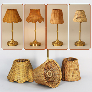 Tùy Chỉnh Không Dây Bảng Đèn 5200MAh Pin Tự Nhiên Handmade Mây Dệt Chụp Đèn Thủ Công Cho Tiệc Cưới Khách Sạn - Product Image 1