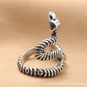 Anillo de Serpiente para Hombre, Diseño 3D Retro de Animal del Zodiaco en Plata, Estilo Punk, Joyería de Moda, Regalo - Product Image 2