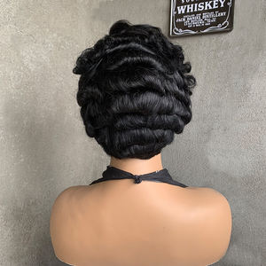 LIWANGLONG HAIR - Peluca Corta Rizada <span class=keywords><strong>de</strong></span> Cabello Humano 100% Remy, con Frente <span class=keywords><strong>de</strong></span> Encaje Transparente 13X4, Sin Pegamento, 130% <span class=keywords><strong>de</strong></span> Densidad - Product Image 5