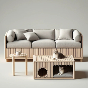 Customized Four Seasons <b>Wood</b> <b>House</b> Animal Pattern Simulation Grain Furniture Button Closure Pet Toy Villa Manufacturer - Product Image 2