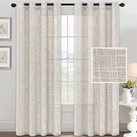 JA Linen Rideaux Voilages Modernes en Tissu Teint Fil à Fil Personnalisables à Œillets, Filtrant la Lumière, pour Fenêtre Française, Intimité, Toutes Saisons, Maison et Hôtel
