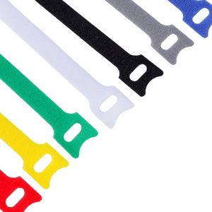 Cintas de gestión de cables de nailon autoadhesivas con velcro, en forma de T, con diseño de gato, de colores, para cables de datos de doble cara - Product Image 3