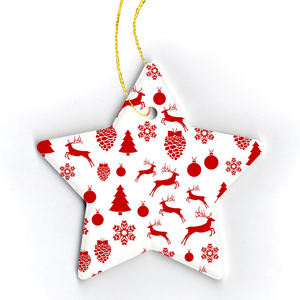 هدايا لبلاب العناصر الساخنة ديكورات رجل الثلج الجديدة عيد الميلاد على شكل نجمة سادة زينة سيراميك للكريسماس - Product Image 6