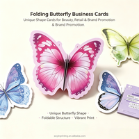 Cartes de visite personnalisées en forme de papillon pour boulangerie, fleuriste, boutique de cadeaux, pliables, découpées, impression de logo, personnalisez votre design, carton mat