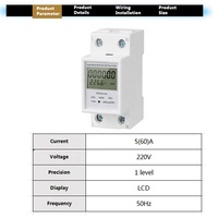Medidor de energía eléctrico monofásico abierto, contador electrónico de vatios-hora, tamaño pequeño, 35mm, montado en Riel din