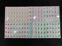 Ensemble de Mahjong américain Deluxe Léopard Blanc de 160 pièces, tuiles de Mahjong en acrylique sculptées double face pour les fêtes à domicile et les jeux en extérieur