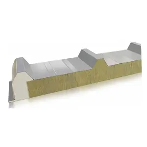 color customized prepainted steel sheet panel sandwich 100mm high temperature resistance panel wall rock wool sandwich panel