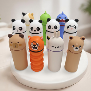 Panda Stitch Silicone Pencil Case Telescopic Pen Holder Large Capacity Foldable Stationery Pouch Kids Pencil Box - Product Image 1
