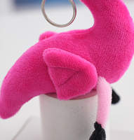 Porte-clés en peluche flamant rose mignon - 15 cm, animal en peluche de dessin animé, breloque pour sac à dos, jouet en peluche doux pour enfants, cadeau et décoration de sac