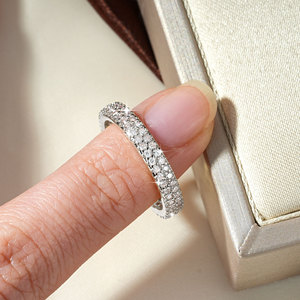แหวนมอสซาไนต์ทรง Eternity ระดับ VVS1 สี D รับรองโดย GRA  สองชั้น ทองแดงเคลือบทอง 14K เหมาะสำหรับสวมใส่ทุกวันสำหรับผู้หญิง - Product Image 5