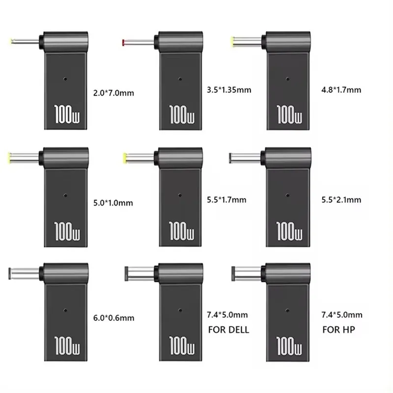 แล็ปท็อปชาร์จอะแดปเตอร์หญิงประเภท C ถึงชาย DC Barrel แจ็คปลั๊กแปลง 100W PD Power Charger ขั้วต่อเคล็ดลับสําหรับ Lenovo/DELL