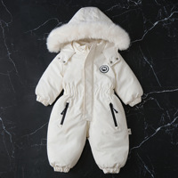 Combinaison de ski tout-en-un pour bébé Hiver 2026 avec capuche amovible en polyester et nylon pour enfant