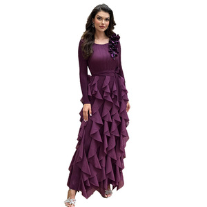 Kadınlar için fabrika doğrudan satış Miyake pilili elbise High-End düz renk boyun için şık çiçek desen ağır pilili bahar için - Product Image 5