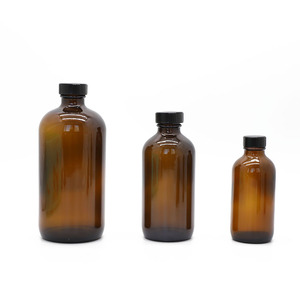 Bouteille d'huile essentielle de Boston de grande taille en verre ambré chimique de 15ml avec bouchon à vis noir - Product Image 6