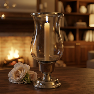 Vintage <b>Silver</b> Ceramic Hurricane Candle Holder Elegant <b>Lantern</b> Design for Home Decor Christmas Ambience for Candle Light Dinner - Product Image 5