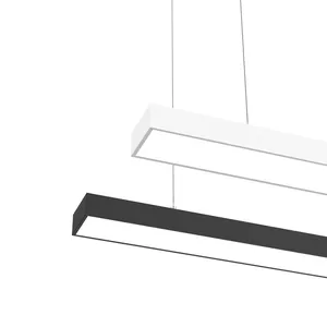 Lampu langit-langit aluminium plastik dapat diredupkan lampu Linear led kantor hotel toko mall kustom CCC CE RoHS