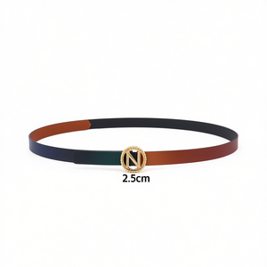 Cintura piatta in PU con fibbia ad anello N da 2,5 cm per donna, cintura alla moda. - Product Image 1