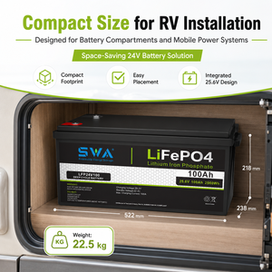 Baterai LiFePO4 25.6V 100Ah 2.56kwh Pengganti Aki Timbal Asam untuk Sistem Solar RV dan Daya Cadangan Dilindungi BMS 6000 Siklus - Product Image 3