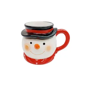 Diskon besar Mug kopi Natal keramik dengan pegangan Mug natal Santa