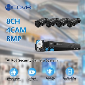 Système de caméra CCTV 4COVR 4Pcs 8Mp 4K, <span class=keywords><strong>kit</strong></span> NVR <span class=keywords><strong>8</strong></span> canaux 2TB, ensemble complet, détection de mouvement AI, vision nocturne, <span class=keywords><strong>surveillance</strong></span> vidéo IP noire - Product Image 2