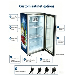 Nuelead NE-98CR Rapid Cooling 98L Glass Door Countertop Fridge Compressor Refrigerator with <b>Shelves</b> - Product Image 2