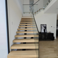 Escalier en bois massif sur mesure CBMmart, droit et en forme de L, pour projets de construction de maisons et villas modernes