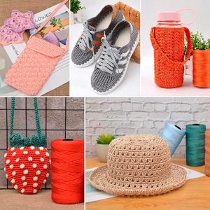 Fil creux fantaisie en PP de 3 mm, 240 g, pour crochet, corde lumineuse, fil glacé, cordon tressé pour crochet artisanal, chapeau d'été et coussin DIY - Product Image 3