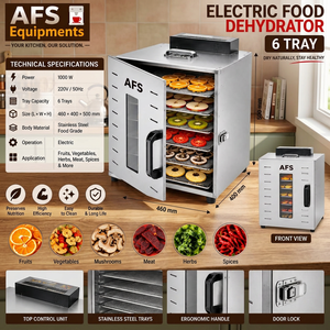 Déshydrateur alimentaire électrique AFS à 6 plateaux en acier inoxydable 1000W 220V, faible bruit, tension universelle, fruits, légumes, viande, herbes, épices - Product Image 3