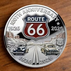 Moneda Conmemorativa Coleccionable 3D en Relieve del 100 Aniversario de Route 66, Moneda de Desafío The Mother Road Eagle, para Venta al por Mayor - Product Image 4