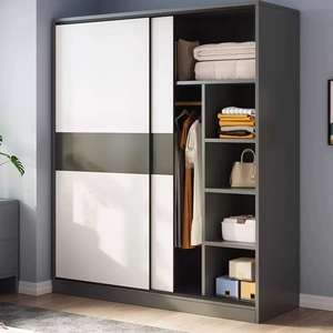 מותאם אישית מודרני עץ מלא בגדים אחסון דלת הזזה ארון עץ אלון דלת חדר שינה ריהוט לשימוש ביתי - Product Image 3