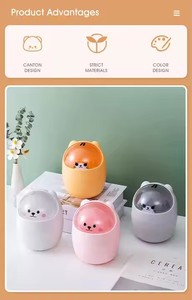 Small Desktop Storage Box Office <b>Desk</b> Organizer <b>Mini</b> Waste With Lid Cute Things Plastic Bin Kawaii Trash Can Custom Logo - Product Image 3