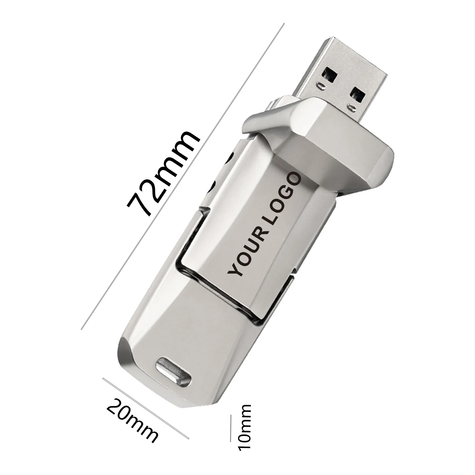 Nuovo 64GB 128GB 256GB 512GB 1TB 2 in 1 USB-C 3.0 in metallo Flash Drive Thumb chiavetta Usb per smartphone computer portatili